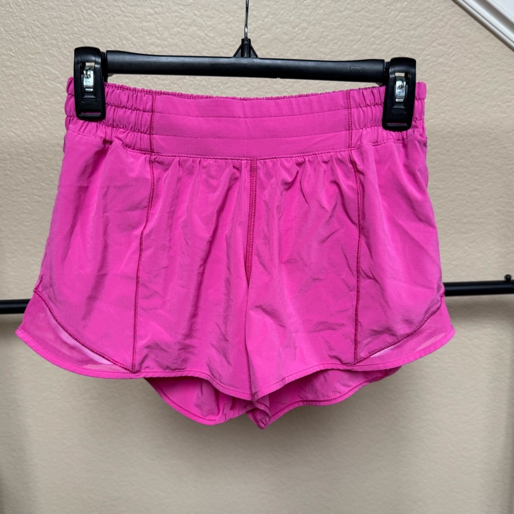 Pink lululemon hottie hot shorts 4in